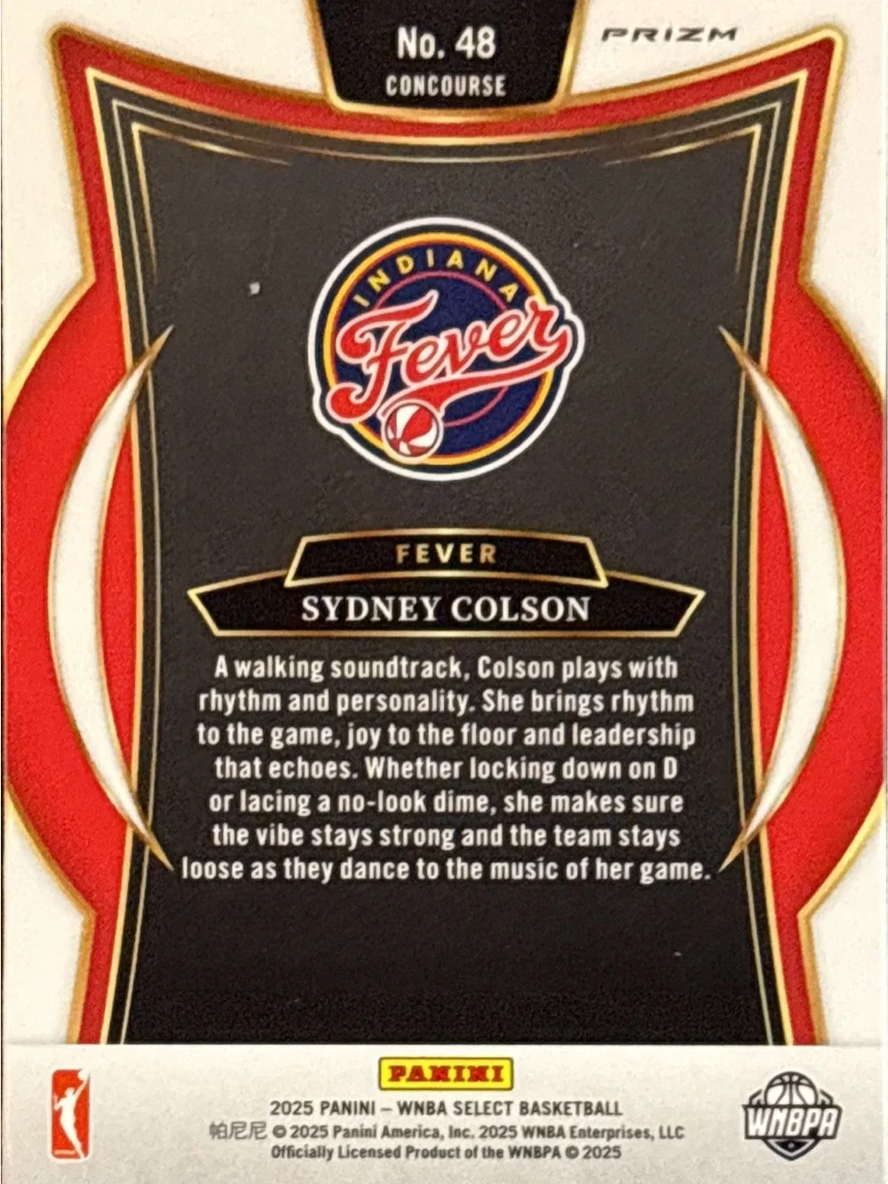 Panini Select Sydney Colson Basketball Card - Prizm